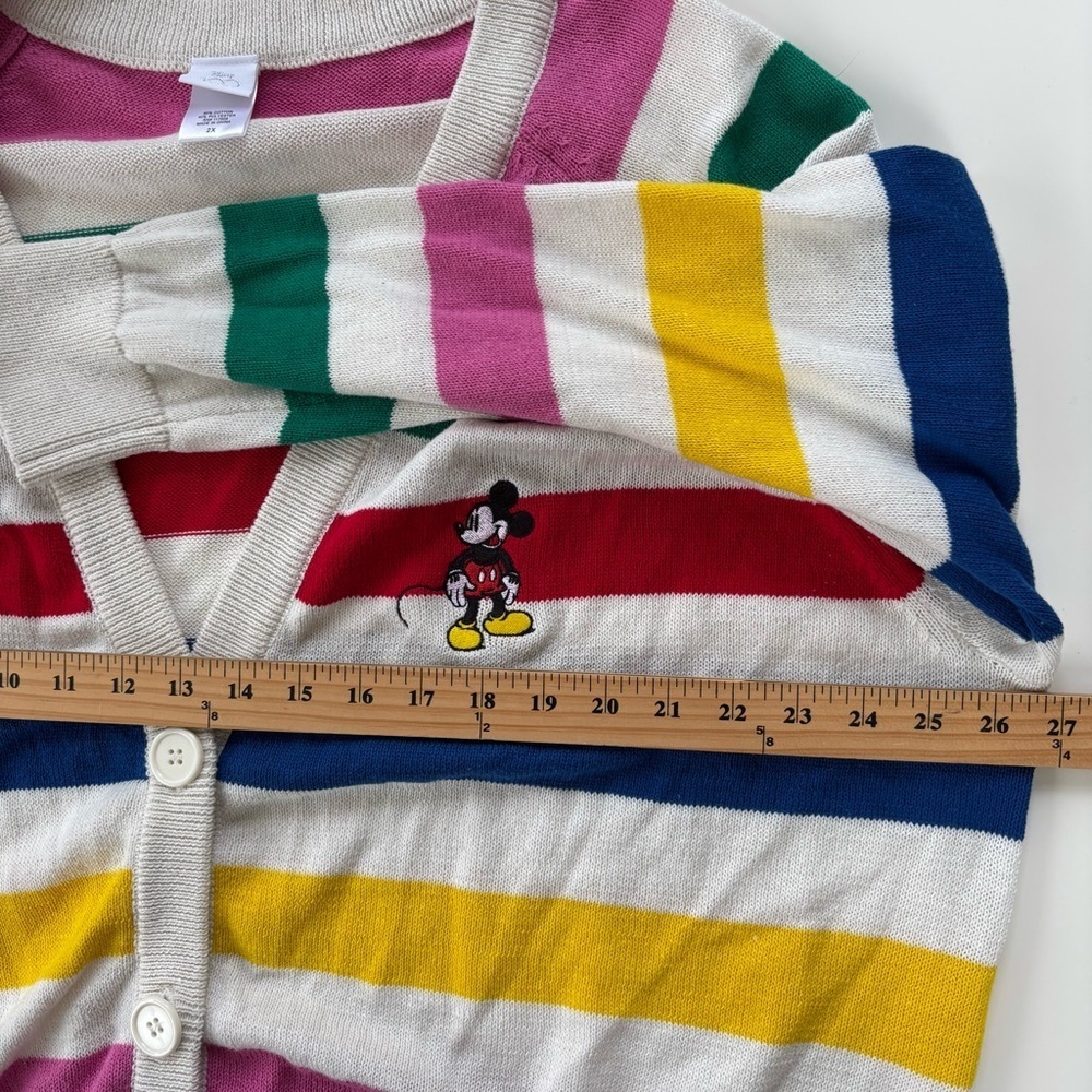 DISNEY 100 Women's Vneck Rainbow Mickey Mouse Embroidered Cardigan Size 2X - Picture 6 of 7
